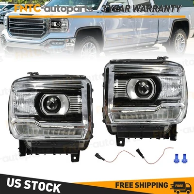 For 2014-2018 GMC Sierra 1500 2015-2019 Sierra 2500 HD 3500 HD Clear Headlights Foto 1 de 4