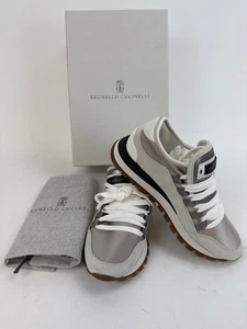 Brunello Cucinelli Wide Lace Suede Nylon Monili Low Top Sneakers Sz EU35.5 US5.5 - Picture 1 of 10