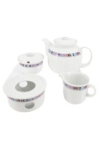 Thomas Porzellan Kaffeeservice 4 Teile Weiß Abstrakt Dekor - Bild 1 von 3