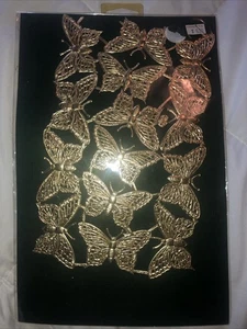 Farfalle lamina d'oro vintage 14 pezzi foglio scrapbooking creazione carte artigianali - Foto 1 di 6