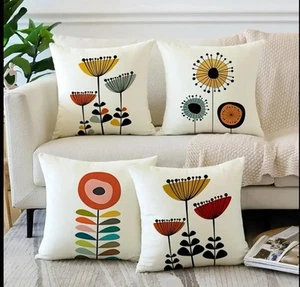 X4 Geometric Floral Cushion Covers 45 X 45 - Picture 1 of 1