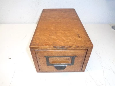 Antique Oak Wood Single Drawer Card Catalog Index File Cabinet Box Utility - Image 1 of 4
