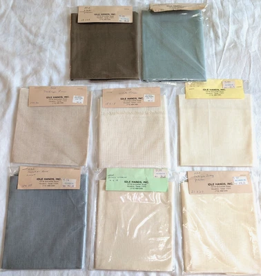 Lot of 8 Pieces Cross Stitch Fabric Linen Jobelan Aida & Lugana Ivory Blue Teal - Image 1 of 4