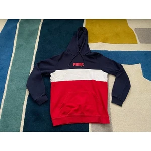Puma rot, weiß & blau Colorblock Herren kleiner Pullover Hoodie - Bild 1 von 5