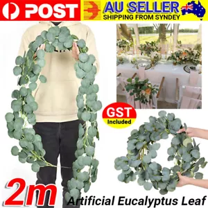 2M Artificial Eucalyptus Garland Greenery Leaf Vine Plants Fake Foliage Decor - Picture 1 of 12