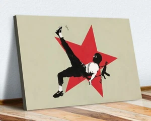 CANVAS WALL ART STREET PRINT ARTWORK GRAFFITI FOOTBALL RED STAR BANKSY - Picture 1 of 9