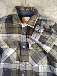 NEW Boston Traders Shacket Mens M Earth Tone Jacket Fleece Lined Plaid Soft Cozy - Picture 1 of 10