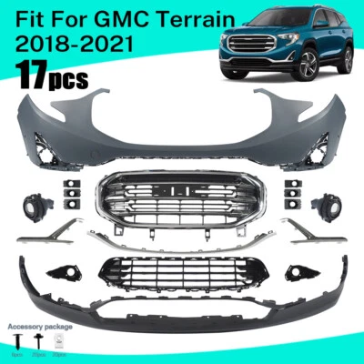Front Bumper Cover Assembly Grille Set w/ Foglights For 2018-2021 GMC Terrain - Image 1 of 4