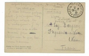 1917 Tresor et Postes, 525, Taranto Italy, WWI Military, PPC to France - Picture 1 of 2