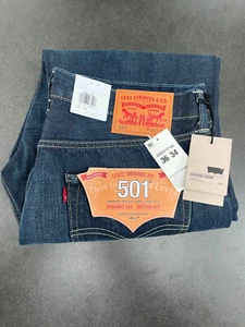 Jeans LEVI'S 501 Pierna Recta Denim W36 L34 PESTAÑA EN BLANCO (1746) LÍNEA ROJA Ribete - Imagen 1 de 12