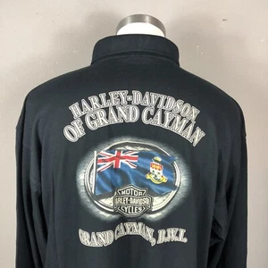 Harle Davidson of Grand Cayman Island Mens Long Sleve Black Polo Size XL - Picture 1 of 9