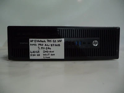 HP EliteDesk 705 G2 SFF PC AMD PRO A4-8350B 3.5Ghz 4GB/250GB DVD/RW Linux - Image 1 of 4