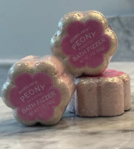LOT OF 3 Trader Joe's PEONY SCENT BATH FIZZER Pink Bubble Floral Bomb Relax SPA - Picture 1 of 3