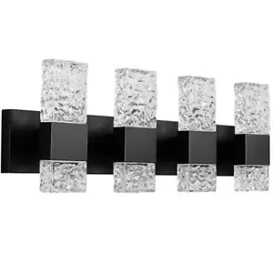 KAISITE LED Vanity Light with Crystal Glass 40-Watt Bathroom Light Fixture Black - Picture 1 of 6