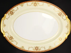 C1940 Noritake Rainbow 3982 Large Oval Serving Platter Gold Red Band Replacement - Picture 1 of 7