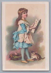 1800s Victorian Trade Card Celluloid Starch Company New Haven Connecticut Kitten - Picture 1 of 2