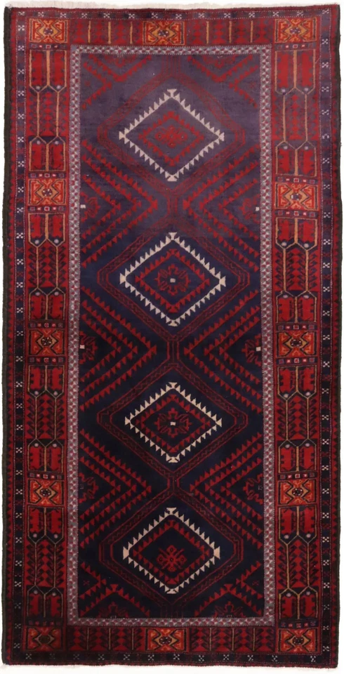 Alfombra geométrica tribal roja vintage tamaño vestíbulo decoración oriental alfombra 3'4X6'8 pies Foto 1 de 4
