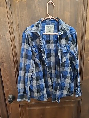 Camisa Canyon River Azul Adulto Grande Azul A Cuadros A Presión Con Botones Para Hombres Foto 1 de 4