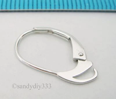 10x STERLING SILVER LOOP DANGLE LEVER BACK EARWIRE EARRING 10mm x 17mm #2449A - Image 1 of 2