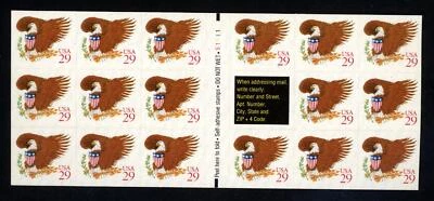 SCOTT 2597 1992 29 CENT EAGLE & SHIELD BOOKLET PANE ISSUE NH VF CAT $10! - Image 1 of 2