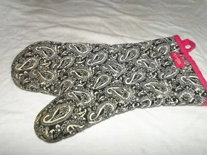 Pampered Chef Black/Pink/White Paisley Dot 12" Oven Mitt #1366 - Picture 1 of 7