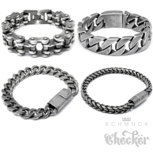 Pulsera maciza para hombre en Gun Metal gris acero inoxidable XL cadena blindada cadena de motocicleta - Imagen 1 de 16