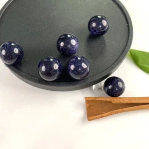 Wholesale 50pcs 12 Mm Natural Blue Sand Stone Round Ball No Hole Beads Jewelry - Picture 1 of 3