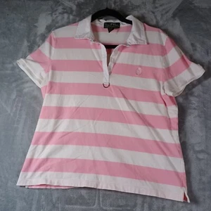 Ralph Lauren Active Womens XL Pink Rugby T-shirt  Crest Preppy  - Picture 1 of 7