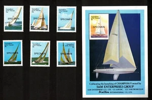 St. Vincent-Grenadines Sc# 579-85 1988 Yachts + Souv. Sheet, "Specimen" Ovpt. NH - Picture 1 of 2