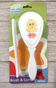 Sesame Street Baby Big Bird White Comb & Soft Bristle Hair Brush Set - Imagen 1 de 2