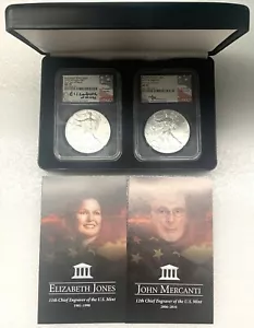 Set of 2 2020-W Burnished Silver Eagles NGC MS70 Mercanti & Jones Signatures COA - Picture 1 of 8