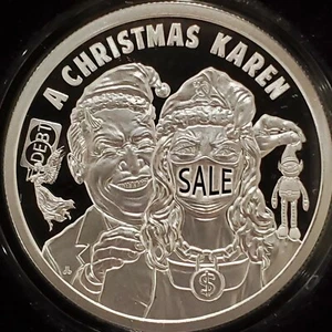 Christmas Karen 2020 1 oz escudo plateado .999 prueba consumismo tarjeta de crédito deuda - Imagen 1 de 9