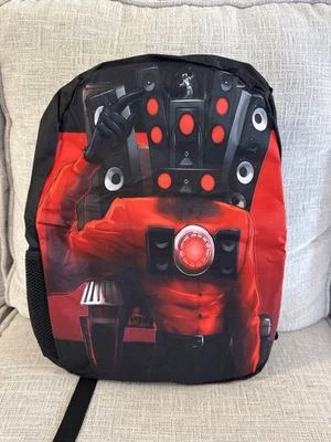 DJ Speaker Design Backpack 17”x11.25” Red Black Music Gamer Bag NEW  - Image 1 of 3