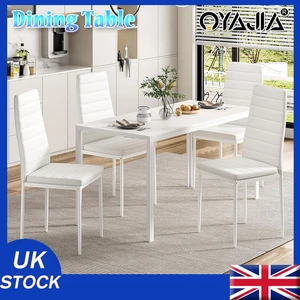 Black/White Dining Table , 4/6PCS Padded Chairs Home Kitchen Furniture Set Pudun - Picture 1 of 26