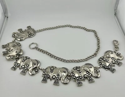 Vintage Women’s Silver Tone Mimi Di Ni 98 Elephant Chain Fashion Belt - Image 1 of 4