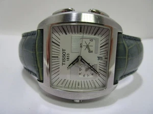 Tissot - Silberfb. Armbanduhr mit grünem Lederband (Q)  GS9771 - Picture 1 of 2