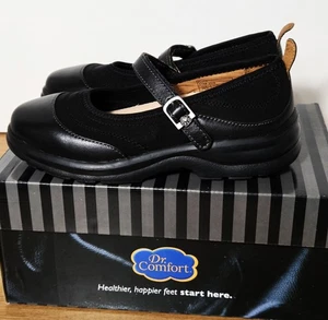 DR COMFORT BLACK LEATHER UPPER FLUTE DIABETIC MARY JANE WOMENS SZ 4XW NEW IN BOX - Picture 1 of 9