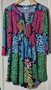 Serengeti Top Women Size M Multicolor Spots Knit L/S Tunic Blouse Fairycore City - Bild 1 von 20