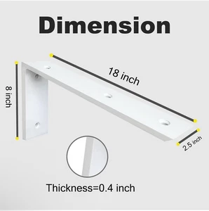 Countertop Support Bracket 2 Pack 18 inch Heavy Duty 3/8" Thick White Granite... - Picture 1 of 1