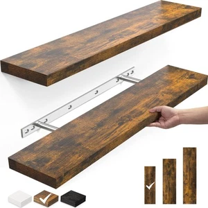Floating Shelves, 22.5" Wall Mounted Wood Shelves for Bathroom, Bedroom, Livi... - Picture 1 of 9
