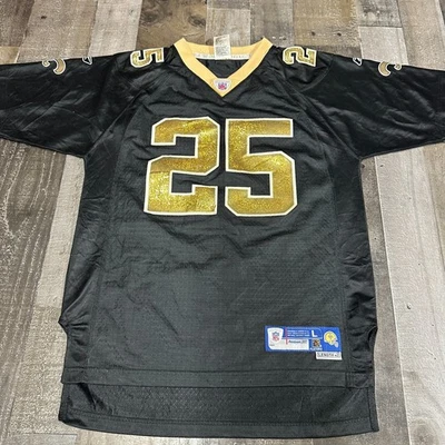 Camiseta Reggie Bush Jóvenes Niñas L #25 New Orleans Saints NFL Reebok Brillo Bling Foto 1 de 4