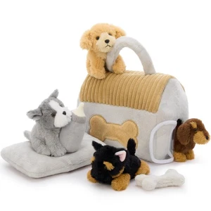 Juego de felpa de 8 piezas para casa de perro, juego de felpa de 9,8 pulgadas para casa de perro con 4 cachorros, Mag... - Imagen 1 de 6