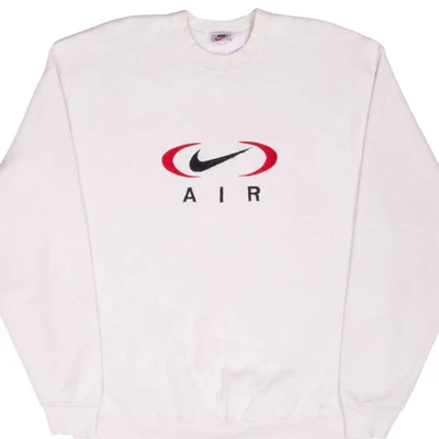 SUDADERA VINTAGE NIKE AIR BIG CENTER SWOOSH CREMA AÑOS 90 XL HECHA EN EE. UU. Foto 1 de 4