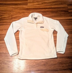 Patagonia Snap T Fleece Pullover Womens Medium Ivory Polartec Long Sleeve Jacket - Picture 1 of 8