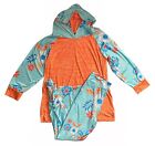 Lily By Firmiana 2 Pc Hoodie Top Pants Leggings Outfit Set Orange Blue Floral XL