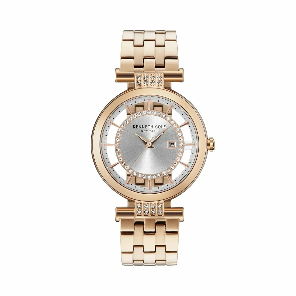 Kenneth Cole KC15005004 Chelsea Women's Rose Tone Crystal Watch Ships