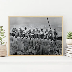New York Lunch On A Skyscraper Home Wall Art Print Great Gift  POSTER CANVAS - Picture 1 of 3