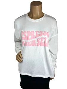 PJ Salvage Espresso Yourself Top Size M White Top PINK Graphic - Picture 1 of 12