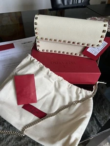 Valentino Garavani Clutch Abend Tasche Cross Body Creme Ivory Rockstud - Bild 1 von 12