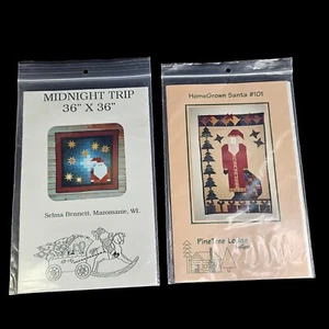 Santa Claus Quilt Wall Hanging Patterns Pine Tree Lodge and Midnight Trip Lot 2 - Picture 1 of 7